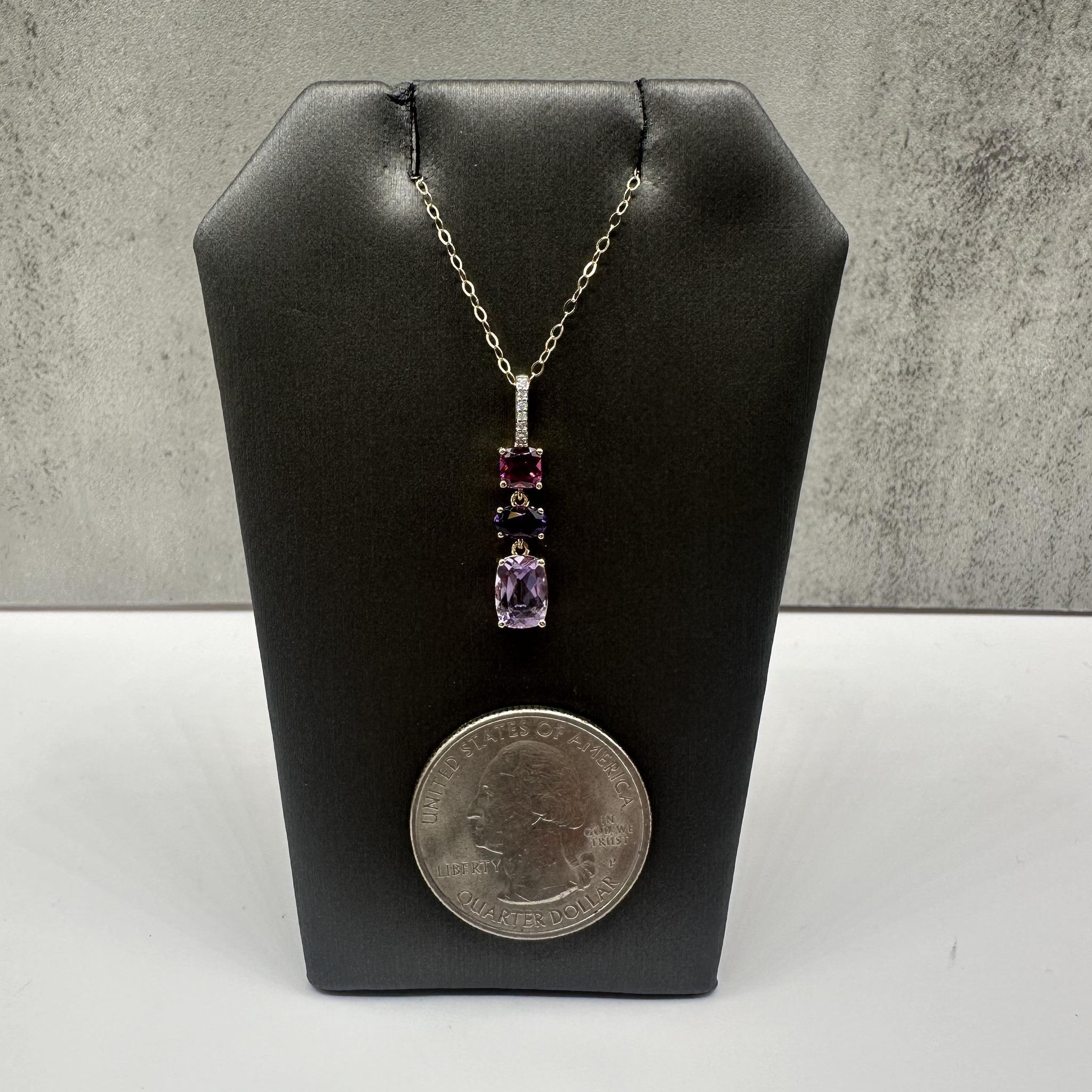 Collana colorata in oro giallo 10 carati - Rodolite, ametista, 0,02ctw Dia, 18