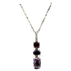Collana colorata in oro giallo 10 carati - Rodolite, ametista, 0,02ctw Dia, 18"