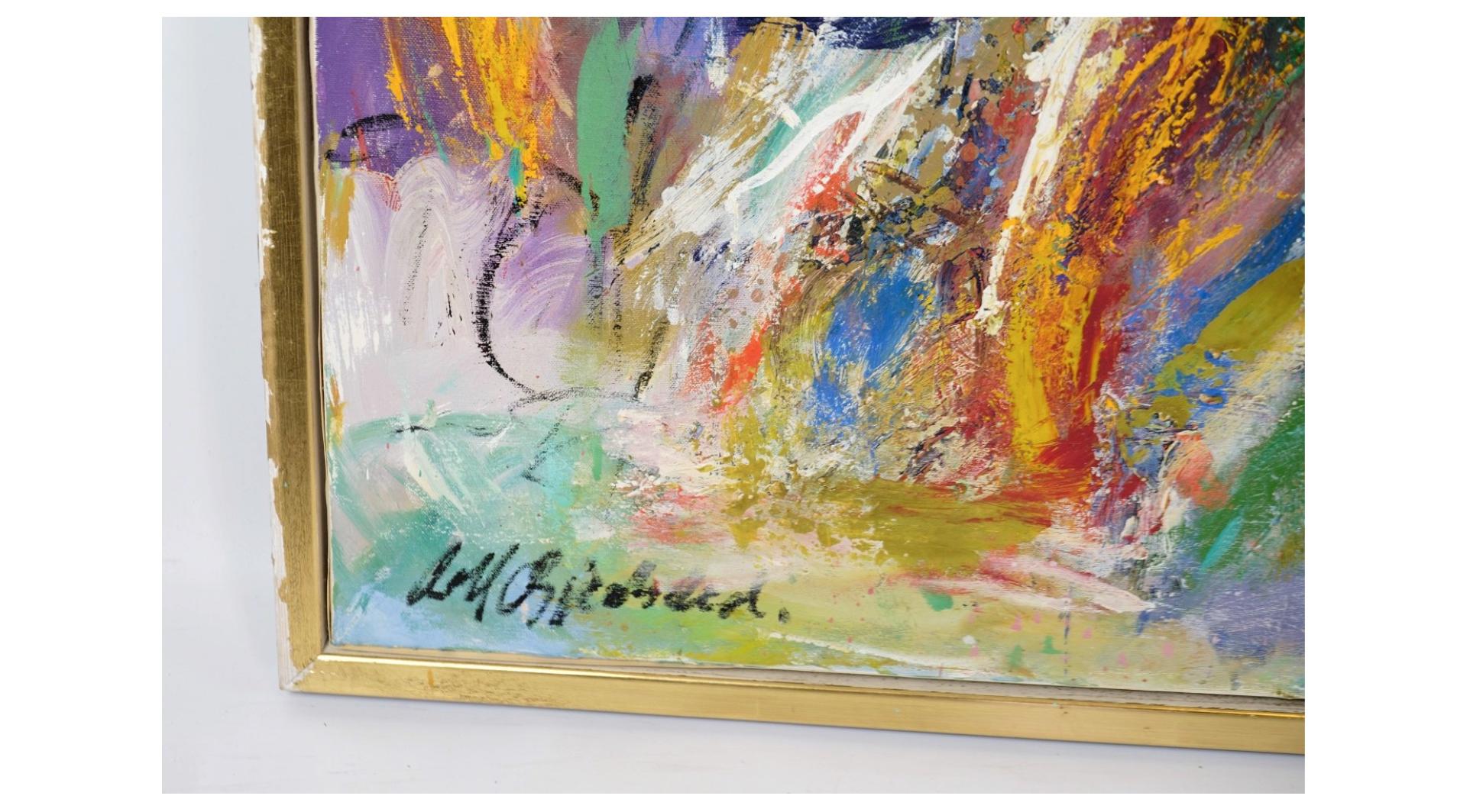 Une peinture à l'huile vibrante et captivante de l'artiste renommé Leif Bjerregaard, créée en 1995 et intitulée 