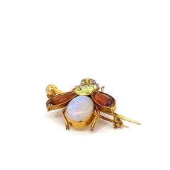 Colorful Opal, Peridot, and Tourmaline Insect Pin