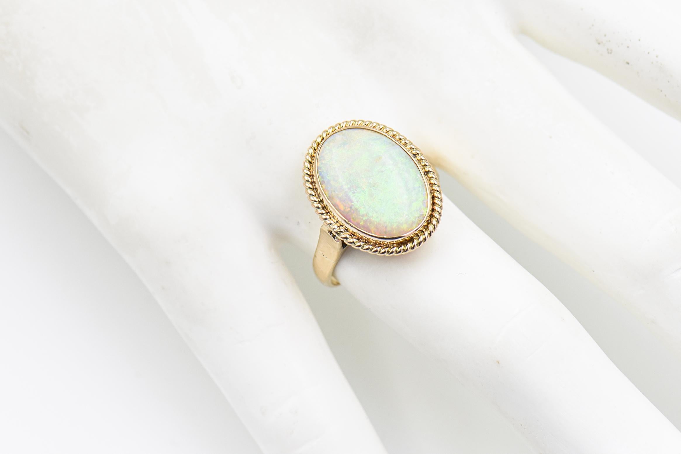 Colorful Opal Yellow Gold Ring For Sale 5
