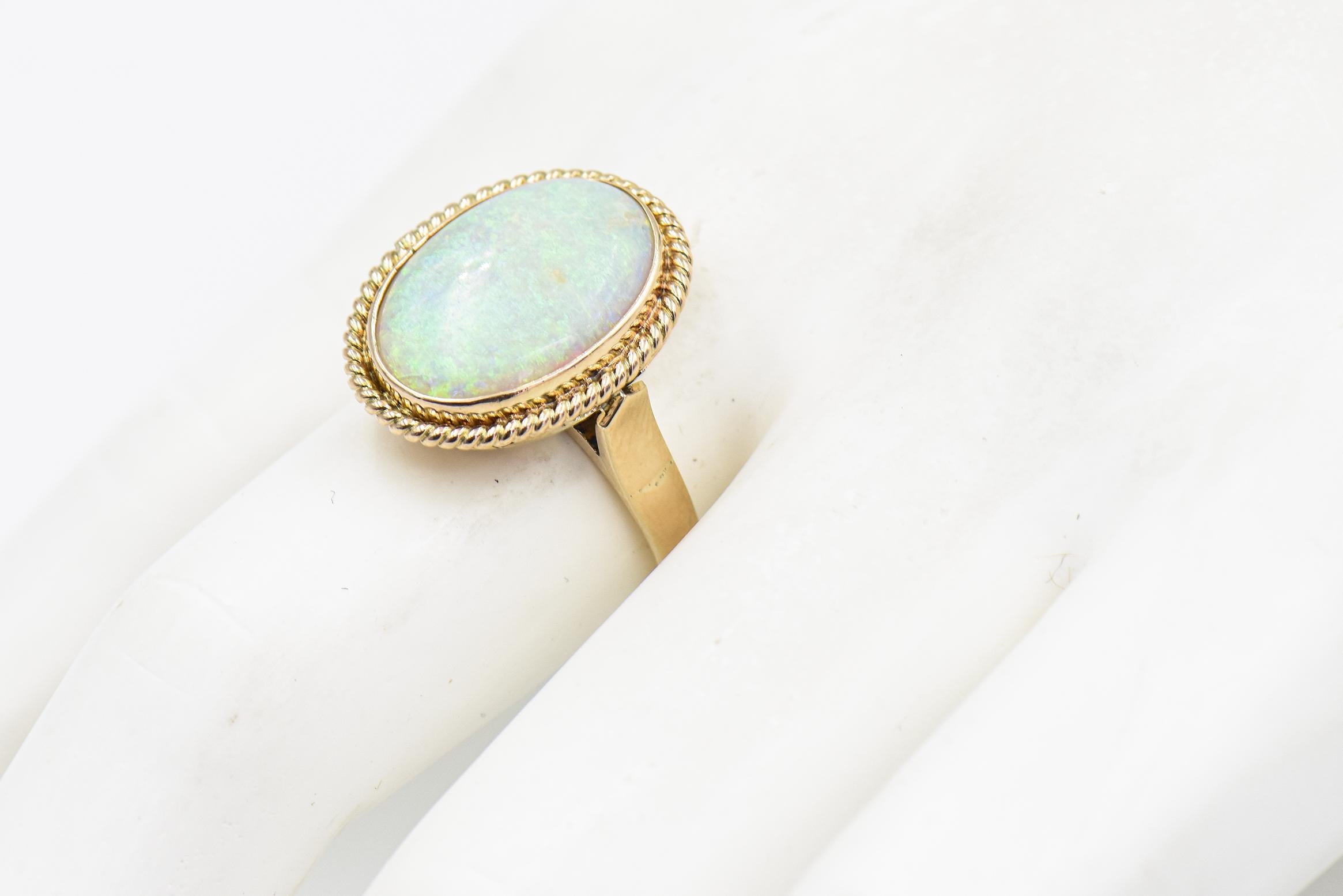 Colorful Opal Yellow Gold Ring For Sale 6