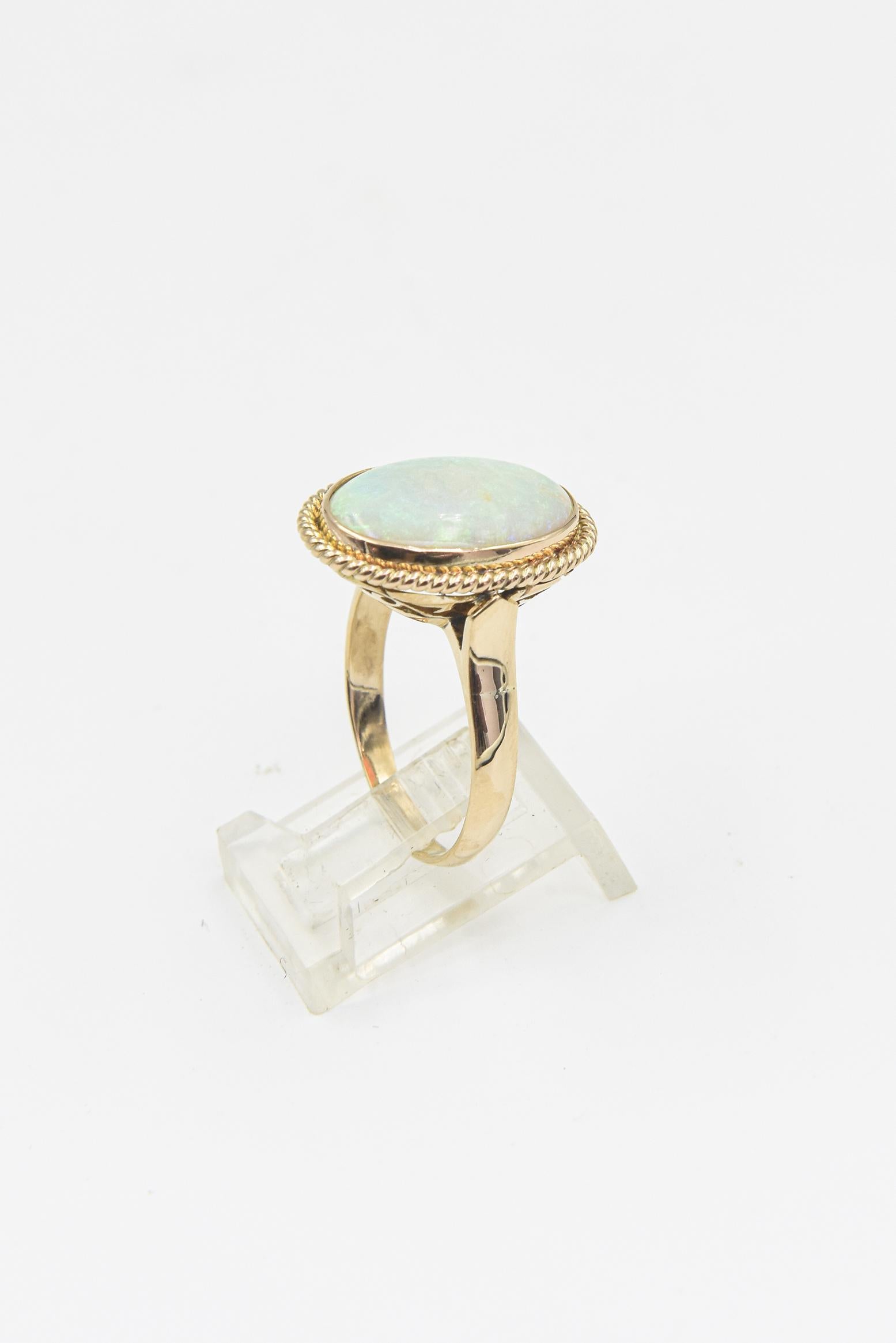 Colorful Opal Yellow Gold Ring For Sale 1