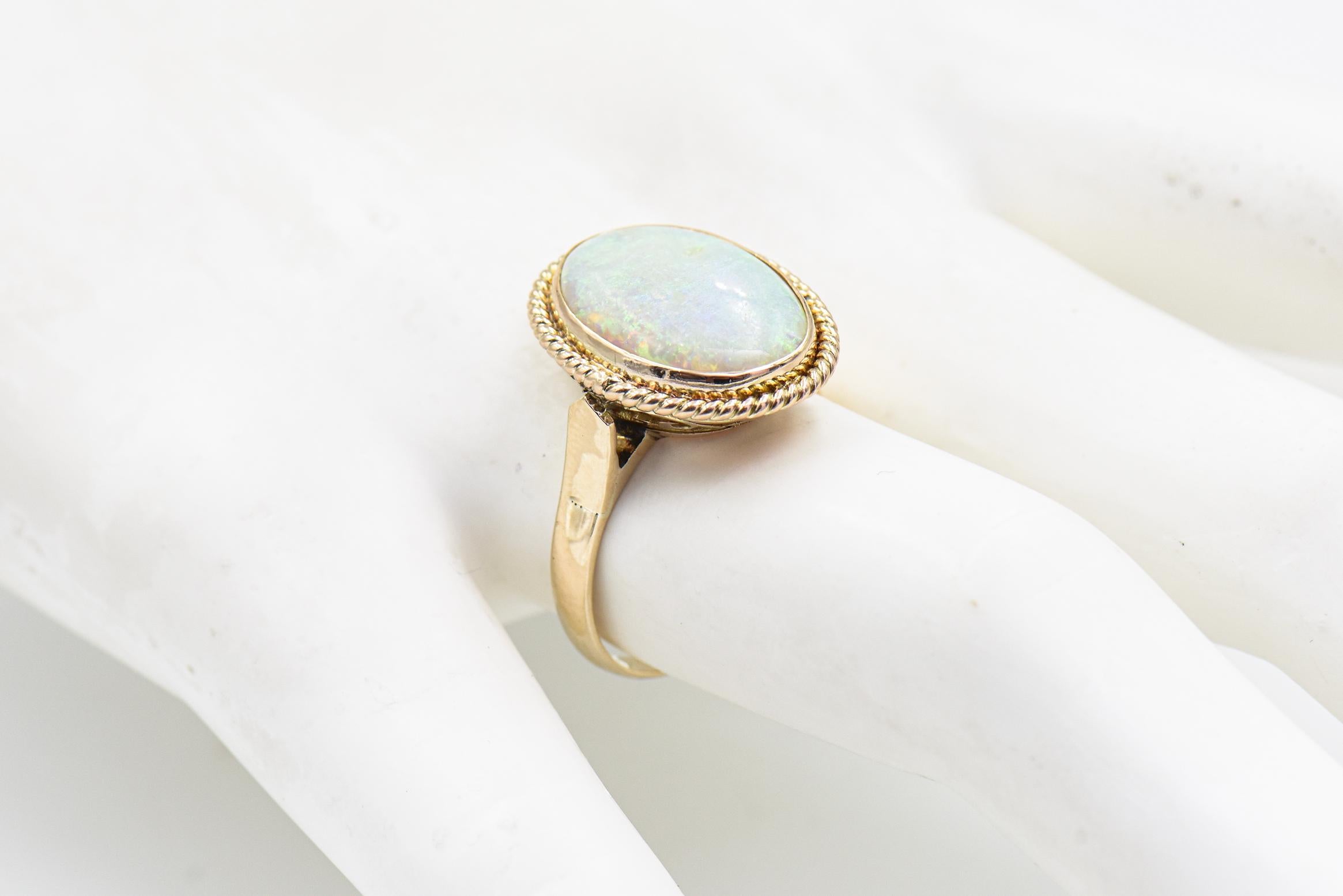 Colorful Opal Yellow Gold Ring For Sale 4