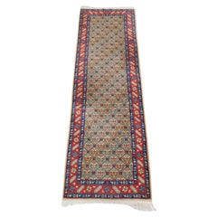 Colorful oriental runner with contrasting edges and cozy patterns 314x92cm