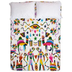 Colorful Ottomi Inspired Embroidered Coverlet Bedspread Wall Hanging