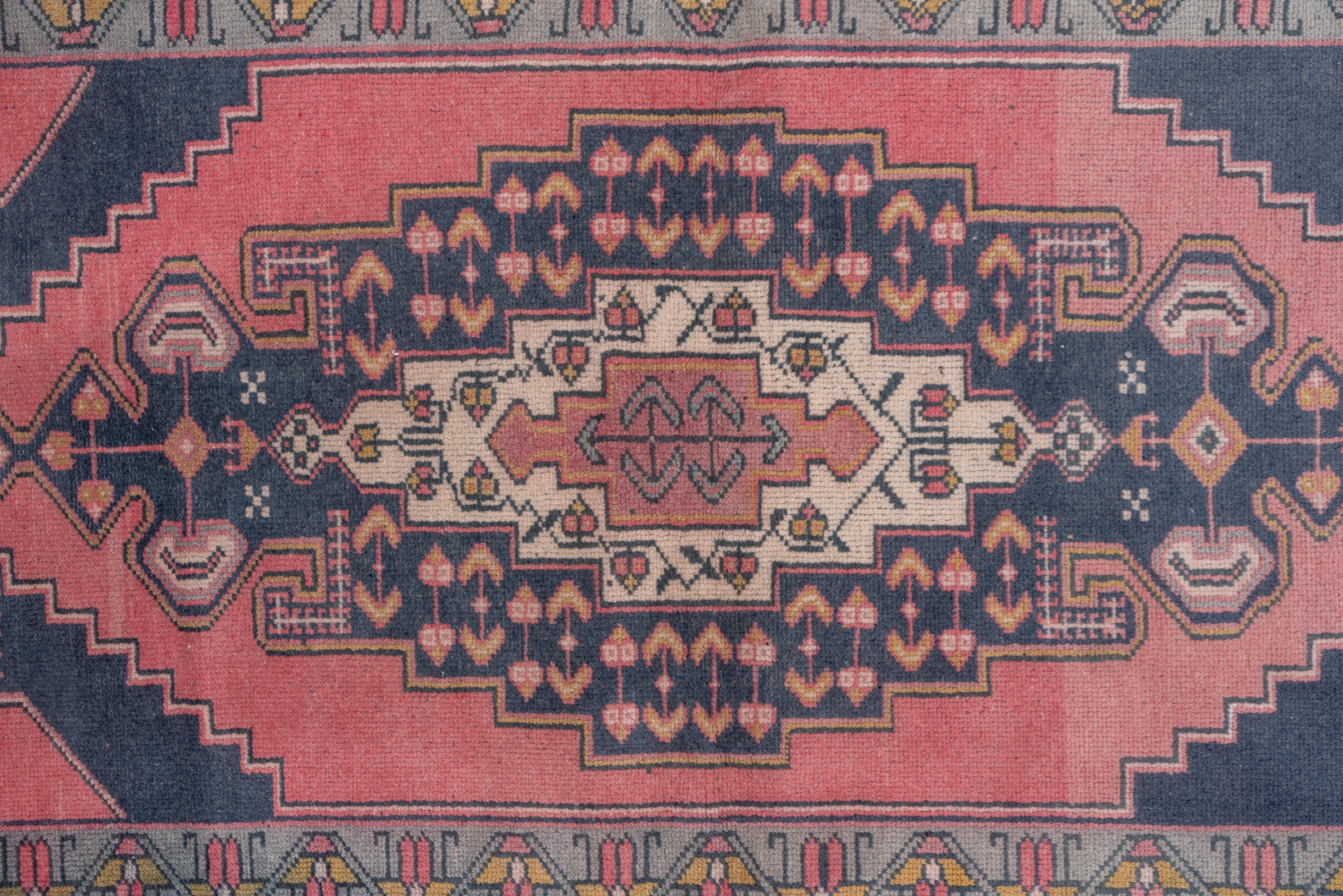 Turkish Colorful Oushak Rug, Pink and Navy Tones