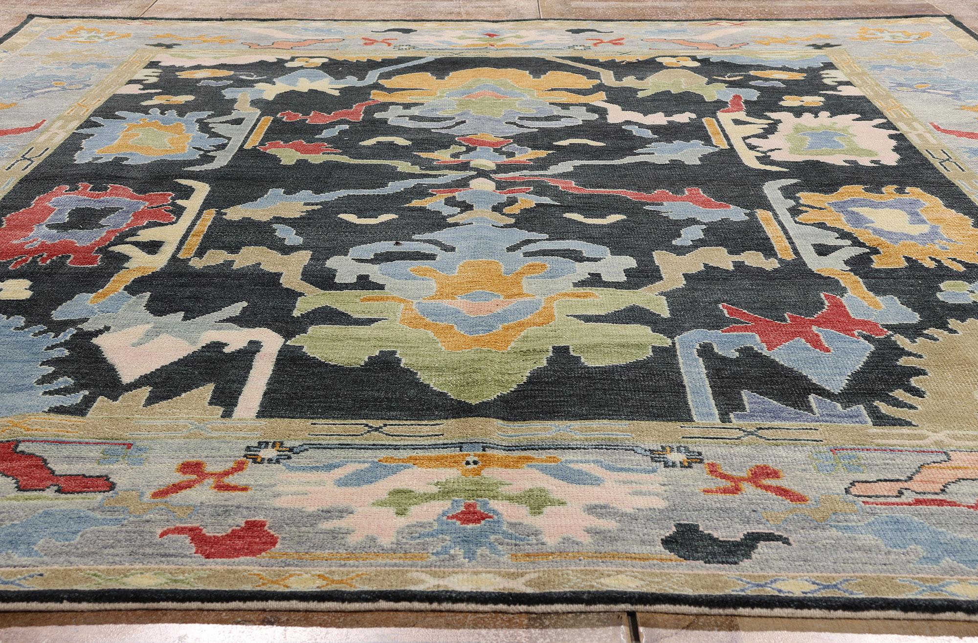 New Modern Colorful Oushak Rug with Contemporary Style For Sale 8