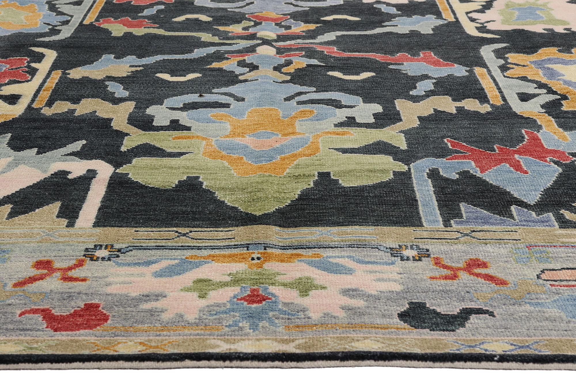 Wool New Modern Colorful Oushak Rug with Contemporary Style For Sale