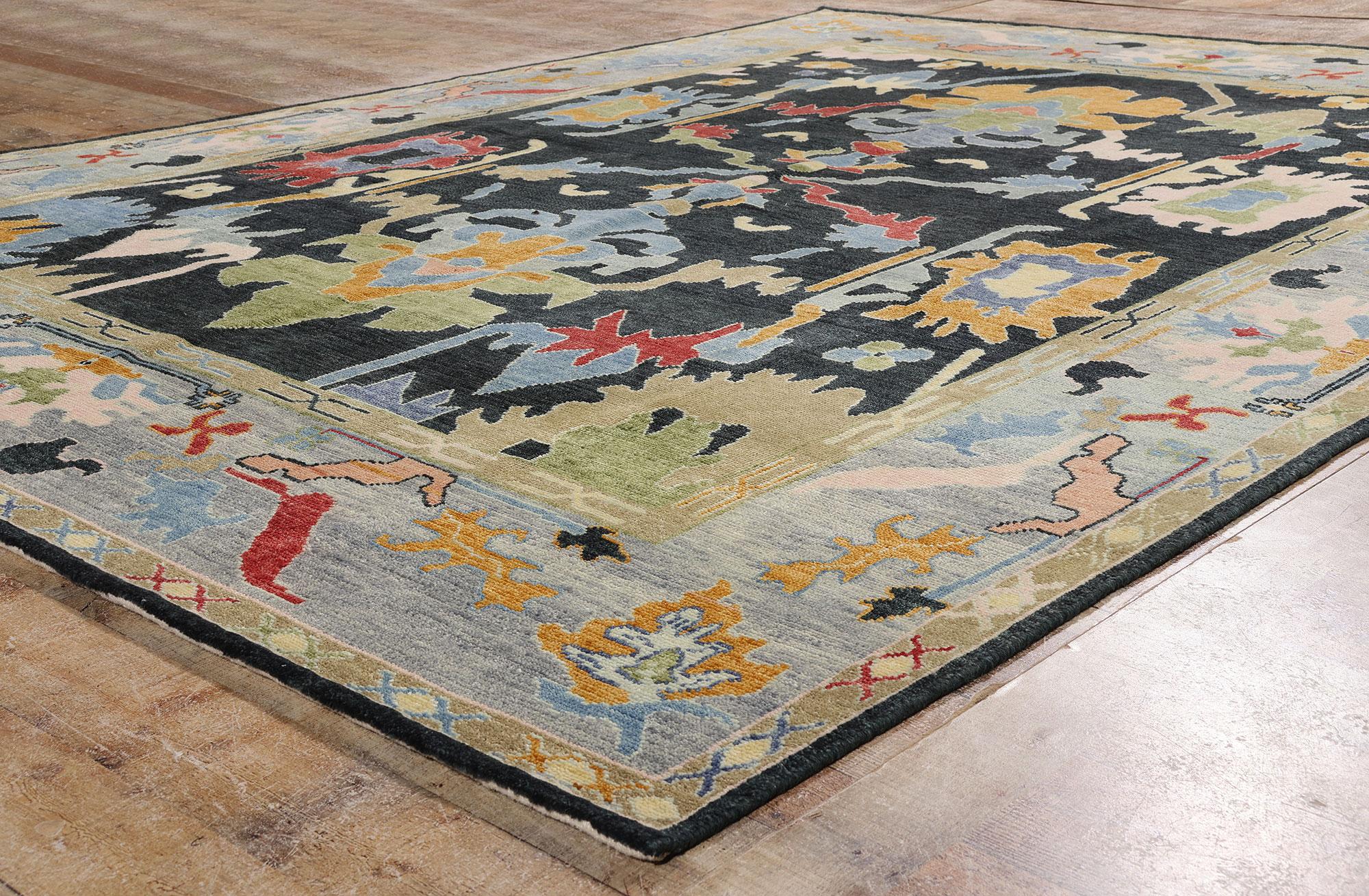 New Modern Colorful Oushak Rug with Contemporary Style For Sale 6
