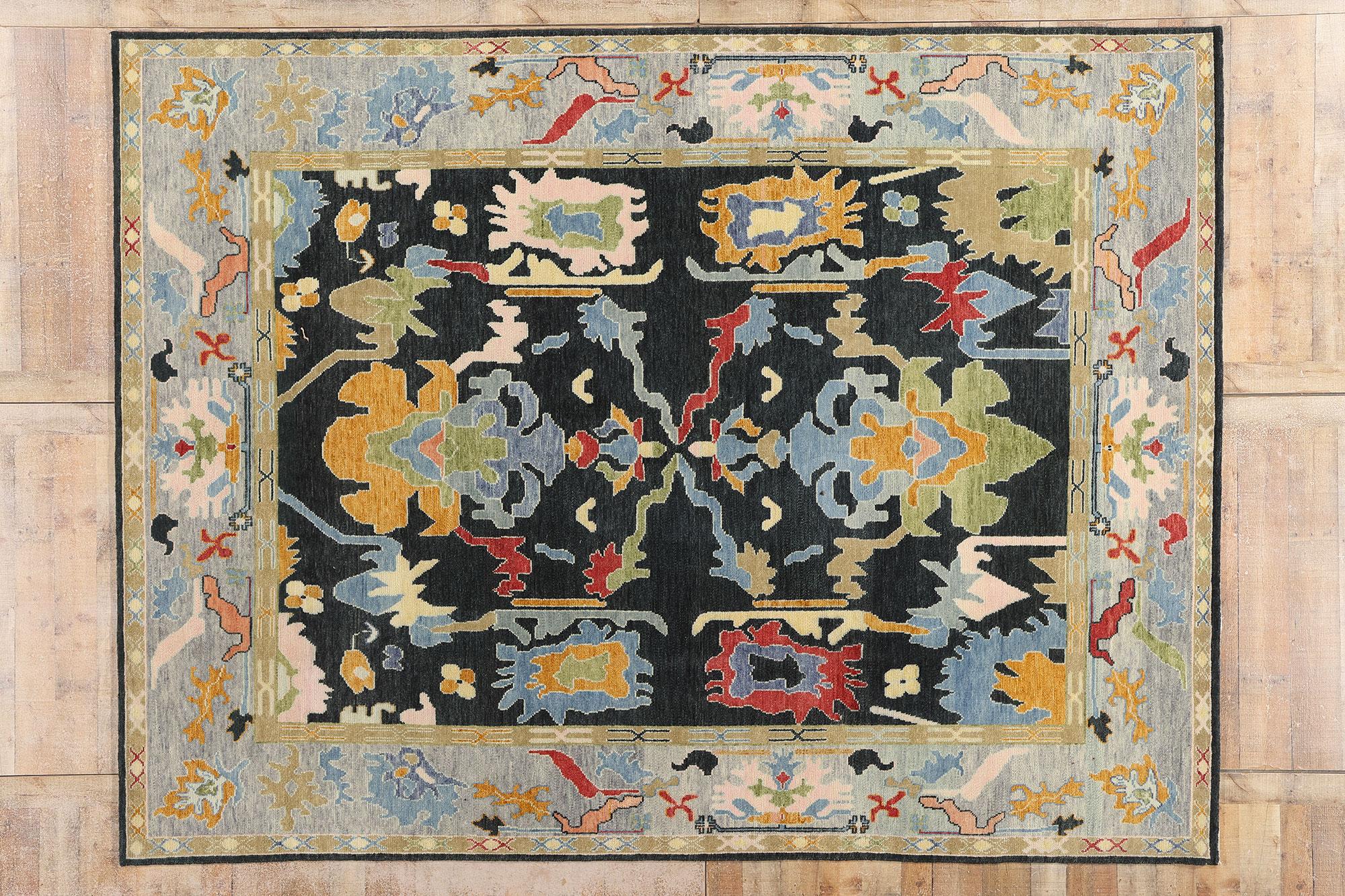 New Modern Colorful Oushak Rug with Contemporary Style For Sale 10
