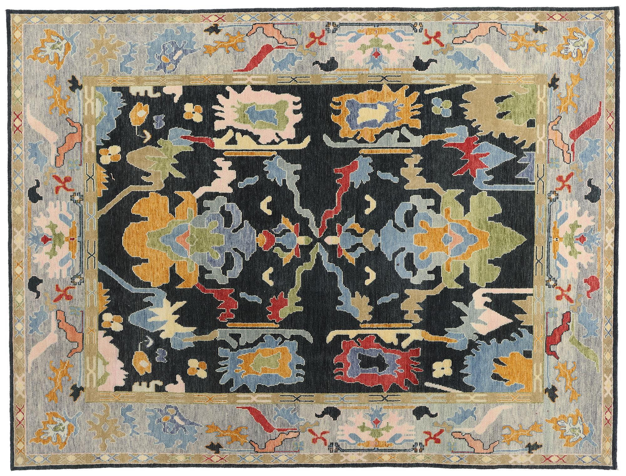 New Modern Colorful Oushak Rug with Contemporary Style For Sale 12
