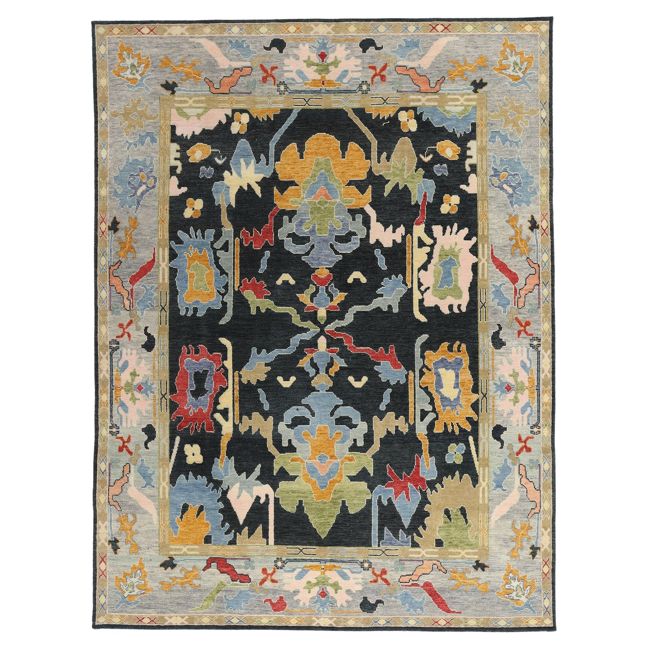 New Modern Colorful Oushak Rug with Contemporary Style For Sale