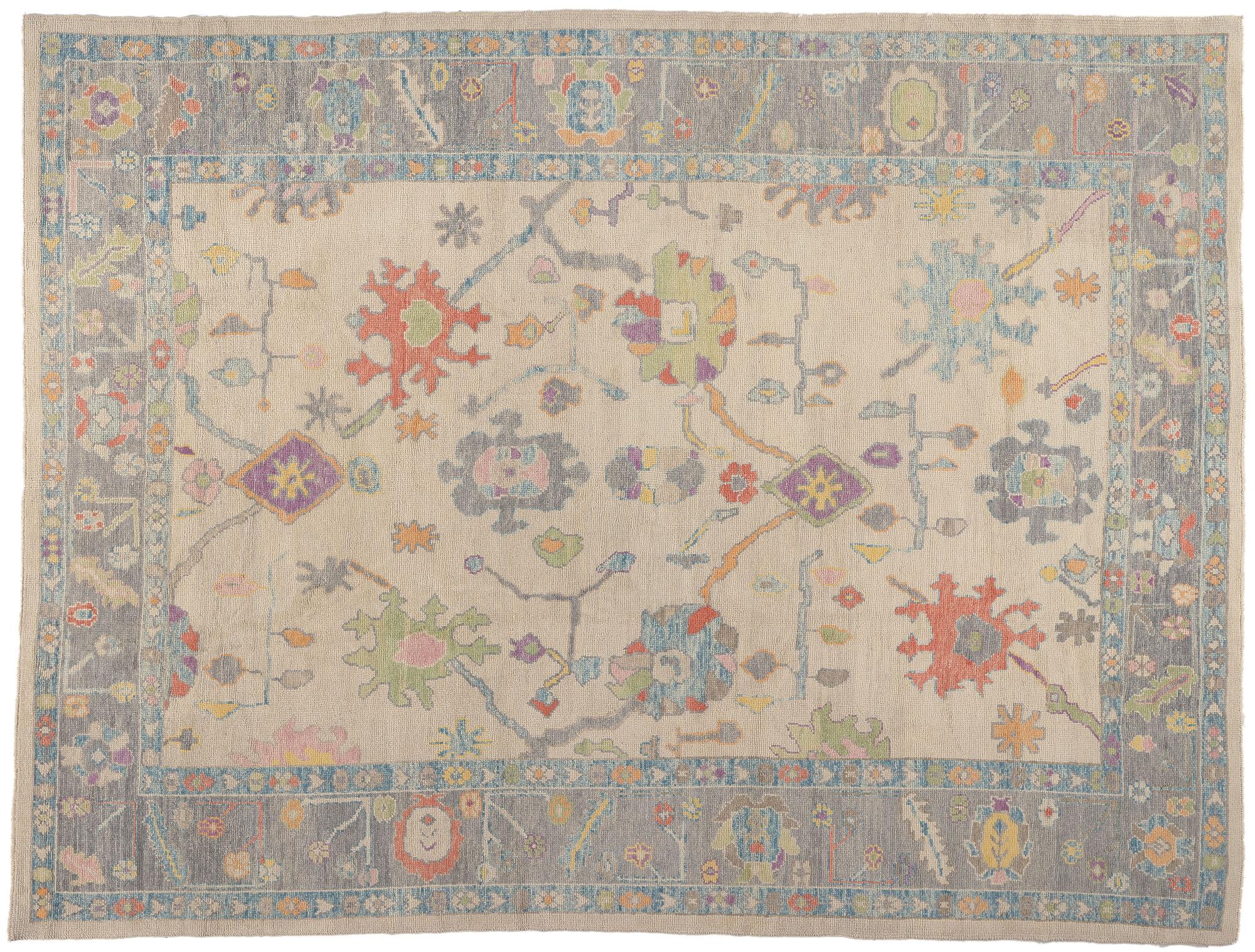 Nouveau tapis turc contemporain d'Oushak avec style moderne en vente 3