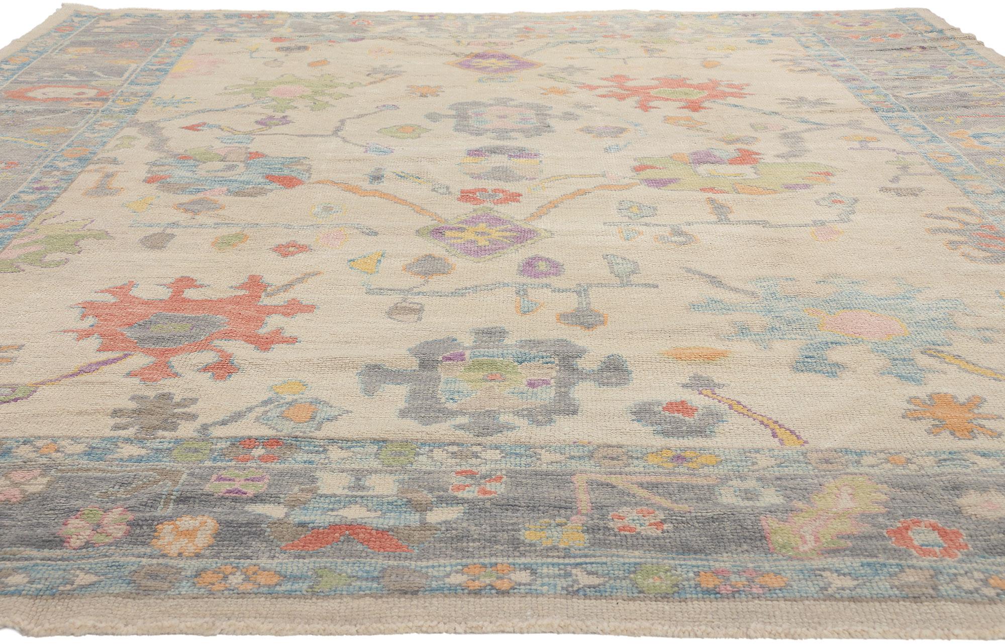 Turc Nouveau tapis turc contemporain d'Oushak avec style moderne en vente