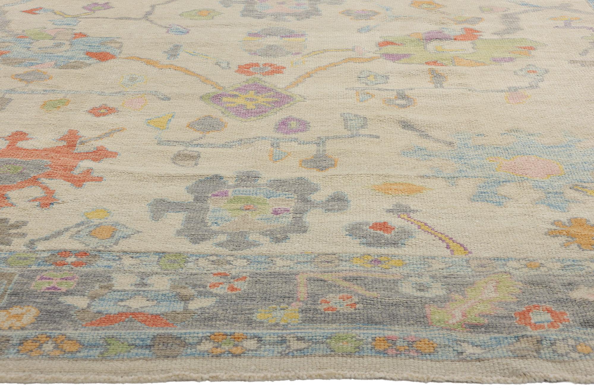 Turc Nouveau tapis turc Oushak moderne et coloré avec style transitionnel en vente