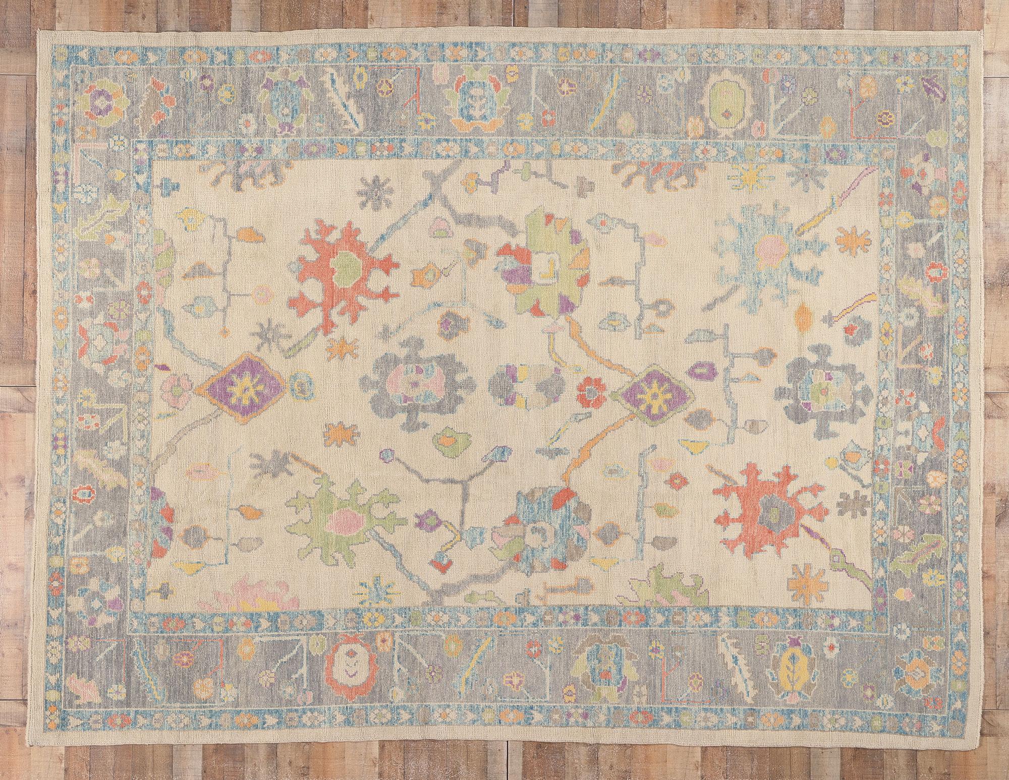 Nouveau tapis turc contemporain d'Oushak avec style moderne en vente 2
