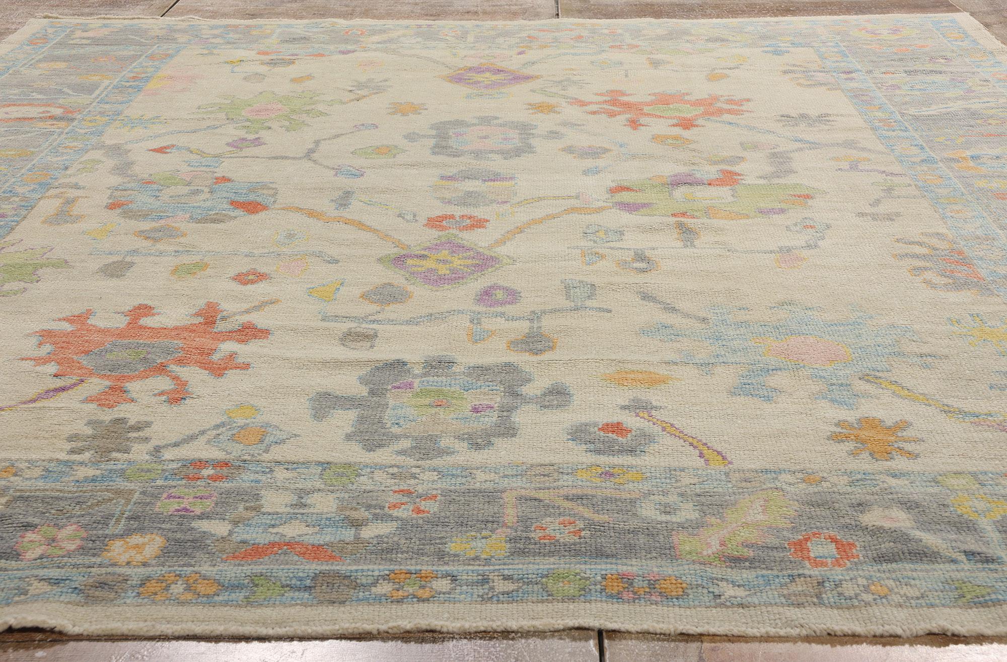 Nouveau tapis turc Oushak moderne et coloré avec style transitionnel en vente 1