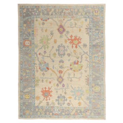 New Colorful Modern Turkish Oushak Carpet with Transitional Style