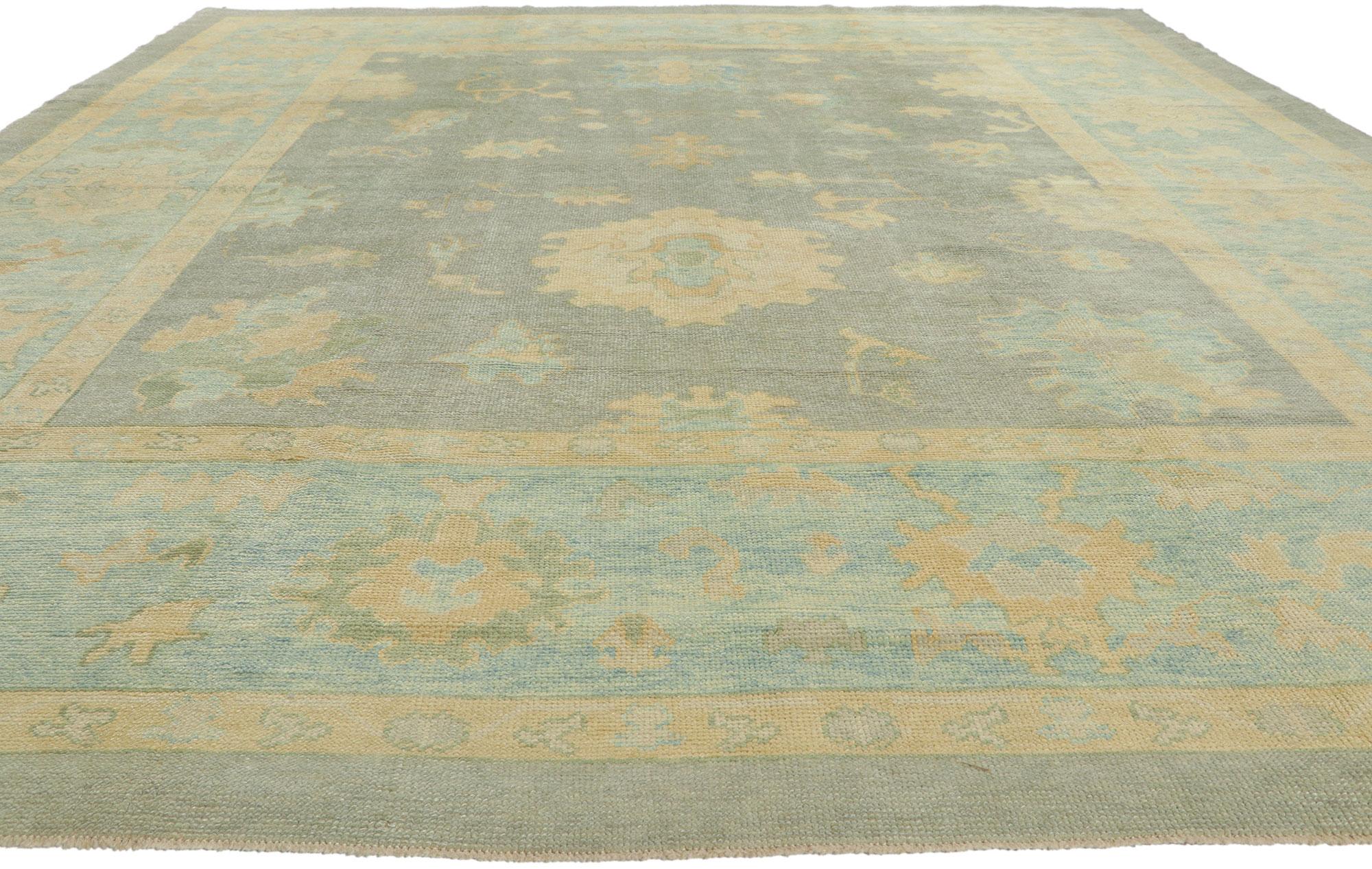 Gustavian Colorful Oushak Turkish Rug with Modern Style For Sale