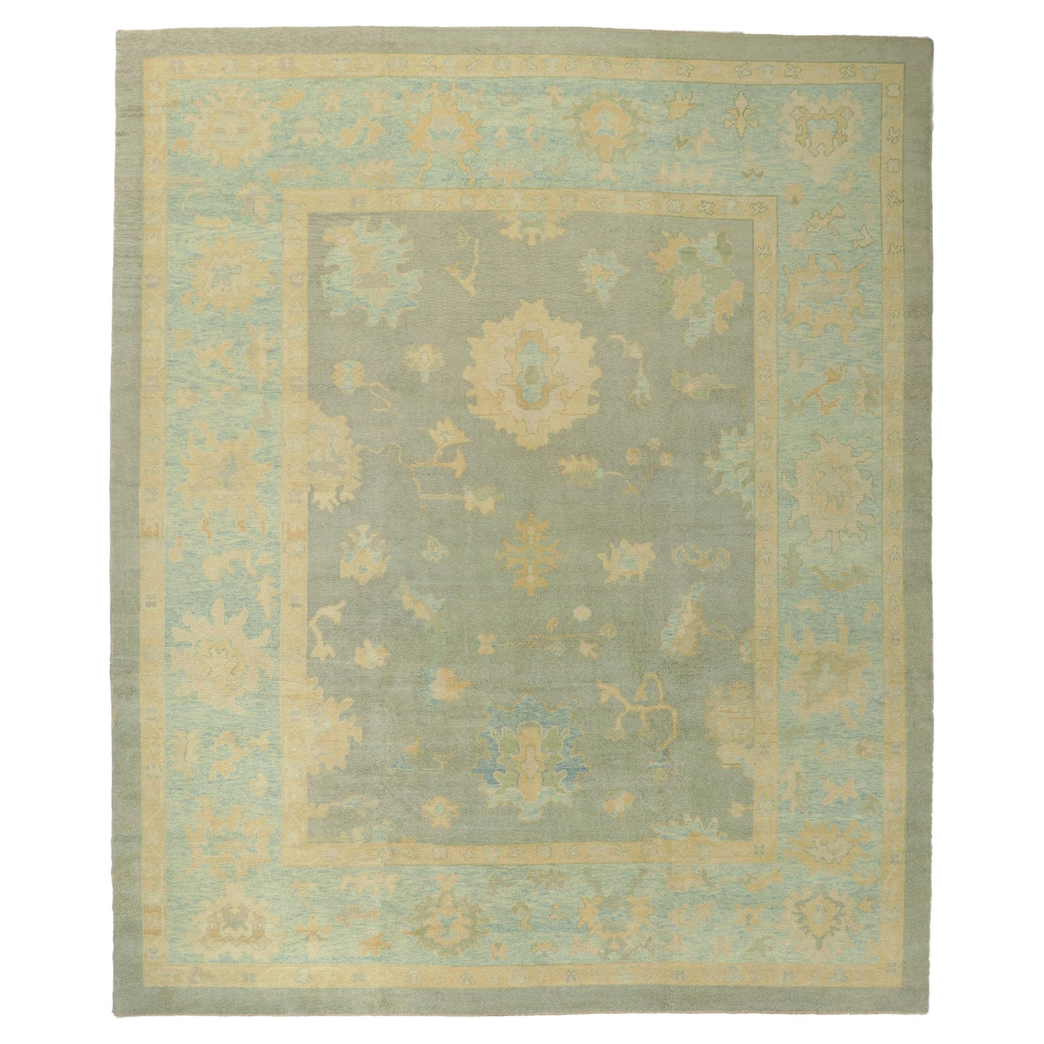 Colorful Oushak Turkish Rug with Modern Style For Sale