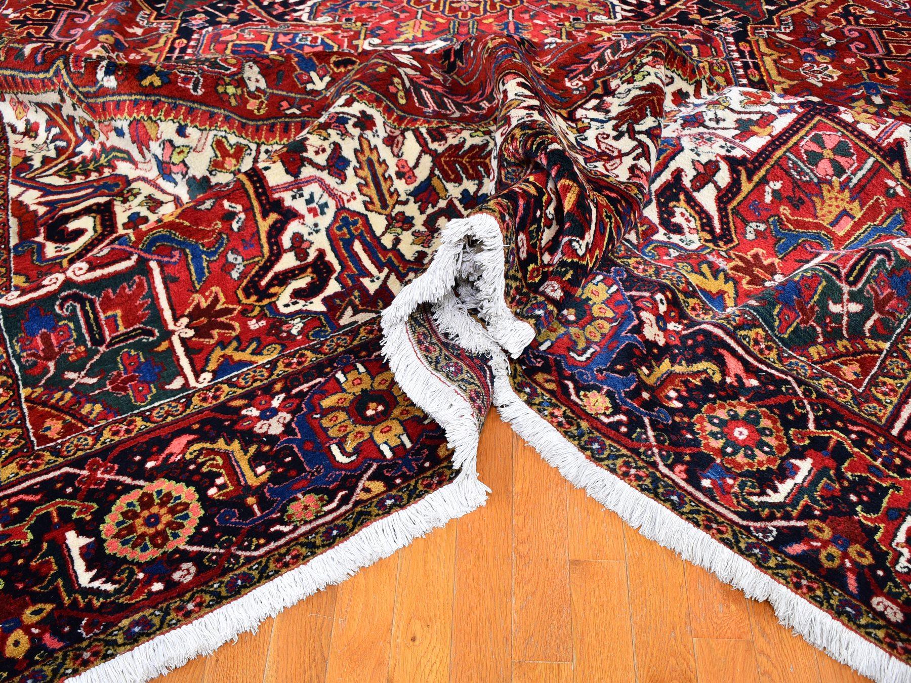 Late 20th Century Colorful Oversized Persian Heriz, Clean, Hand Knotted Oriental Rug
