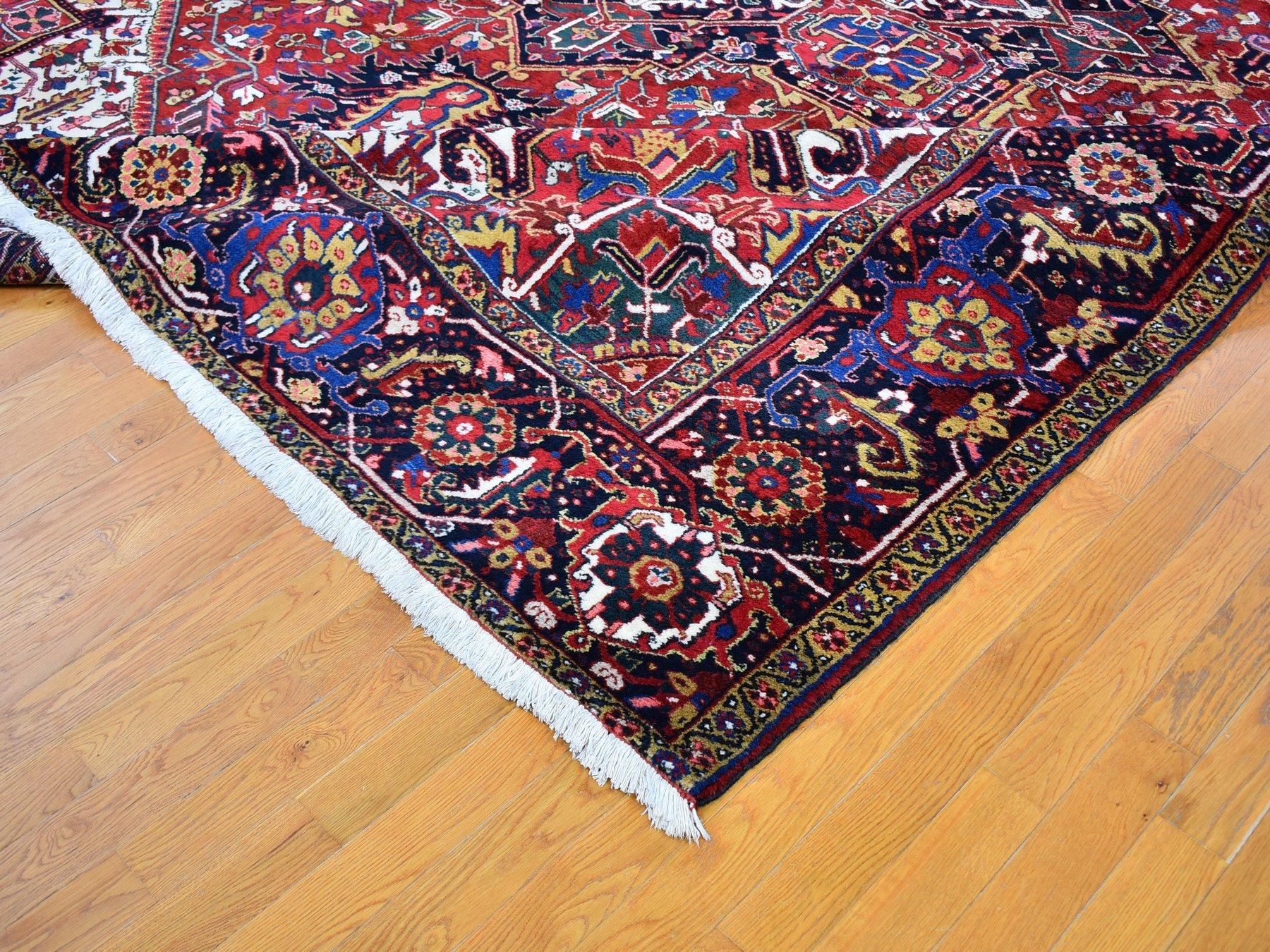 Wool Colorful Oversized Persian Heriz, Clean, Hand Knotted Oriental Rug