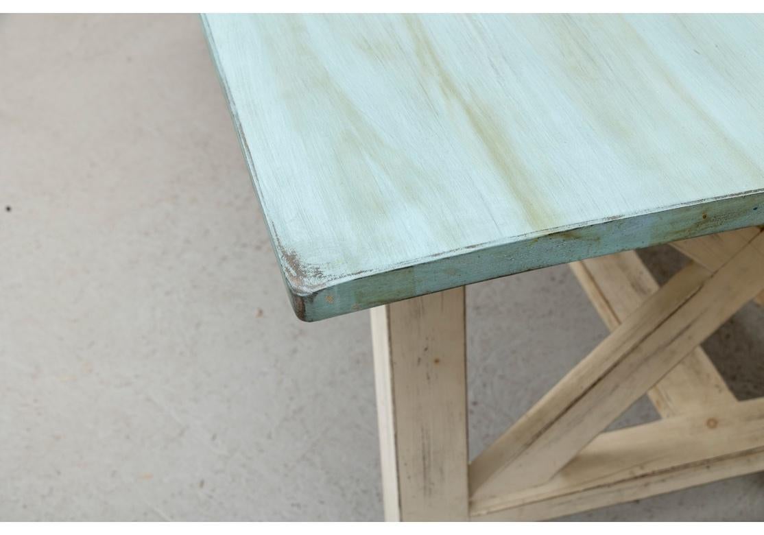 Colorful Paint Decorated Trestle Dining Table  For Sale 3