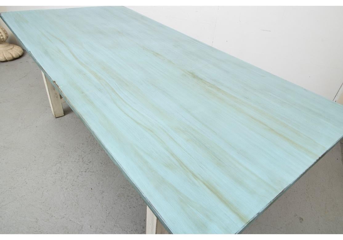 Colorful Paint Decorated Trestle Dining Table  For Sale 6