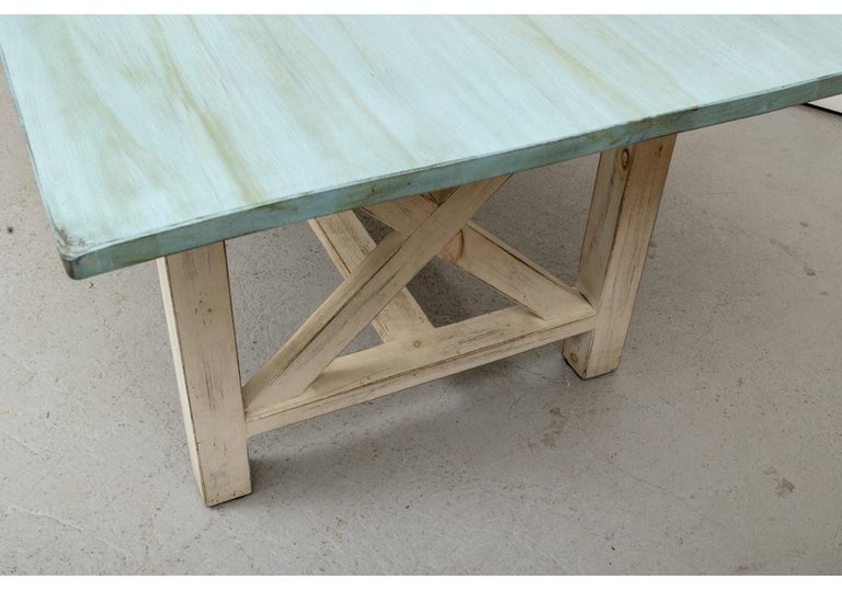 Colorful Paint Decorated Trestle Dining Table For Sale at 1stDibs
