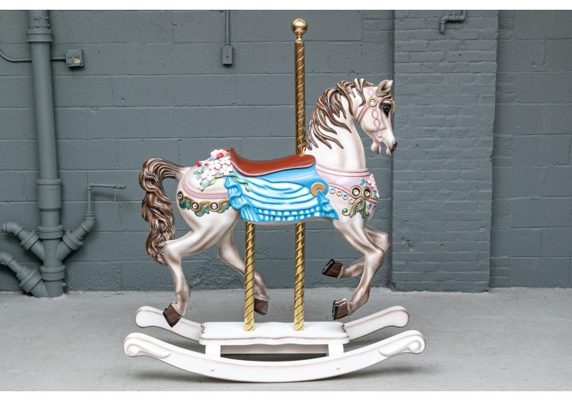 Colorful Painted Carousel Style Rocking Horse For Sale 4