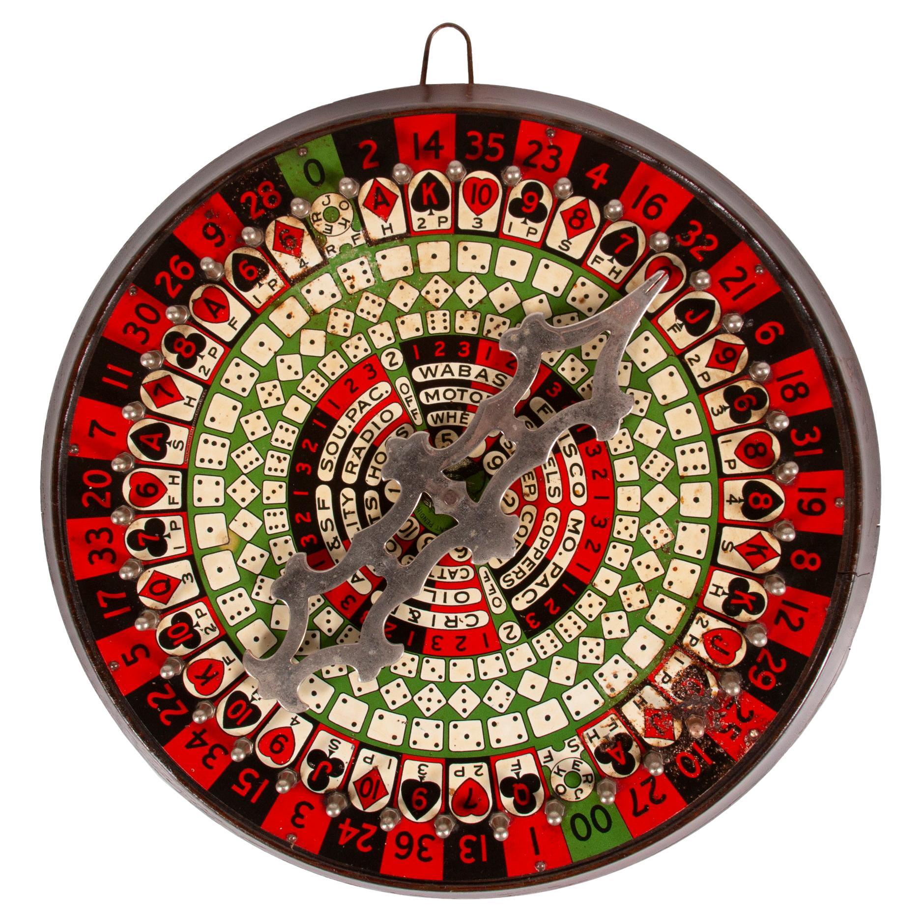 Colorful Painted Sheet Metal Game Wheel ca 1890-1910 For Sale