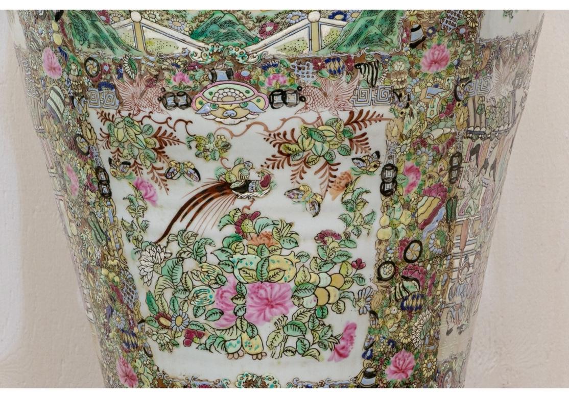 A very decorative, elegant and profusely decorated Palace Size Lidded Jar in very good condition. Decorated above with female and male figures in interiors and on terraces. Reserves below with Chinese pheasants and flowers with some pink roses. Rose