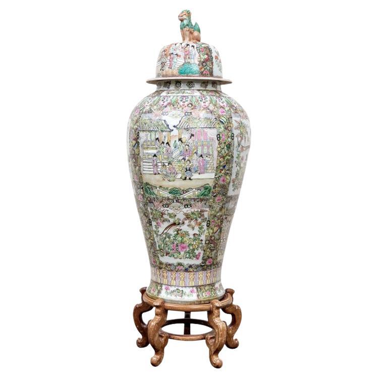 Colorful Palace Size Chinese Famille Rose Lidded Jar