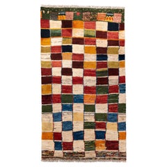 Colorful Patchwork Vintage Gabbeh Rug with Tribal Motifs