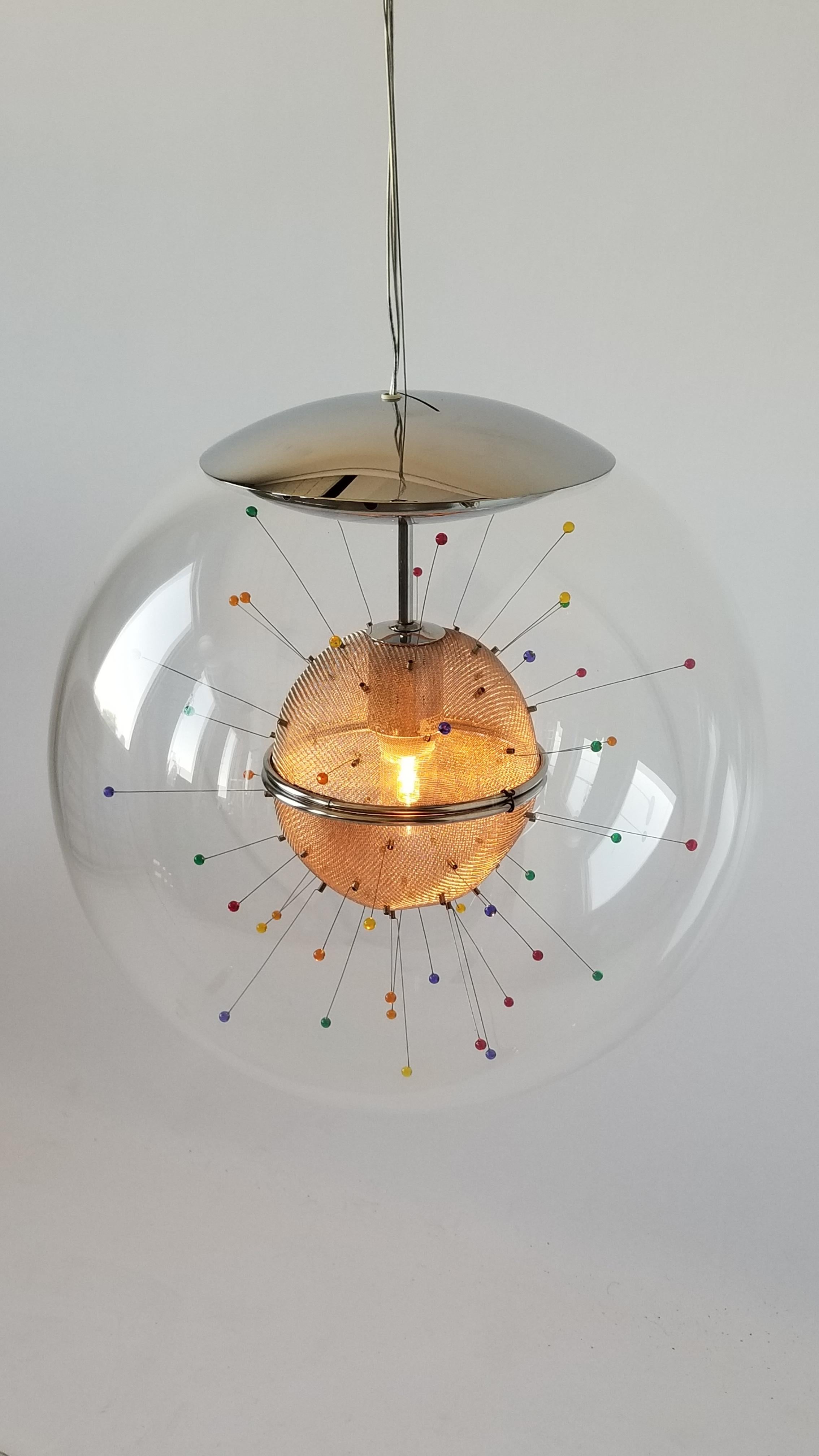 Italian Colorful Pendant Sputnik in a Glass Shade by Fabbian, Italy