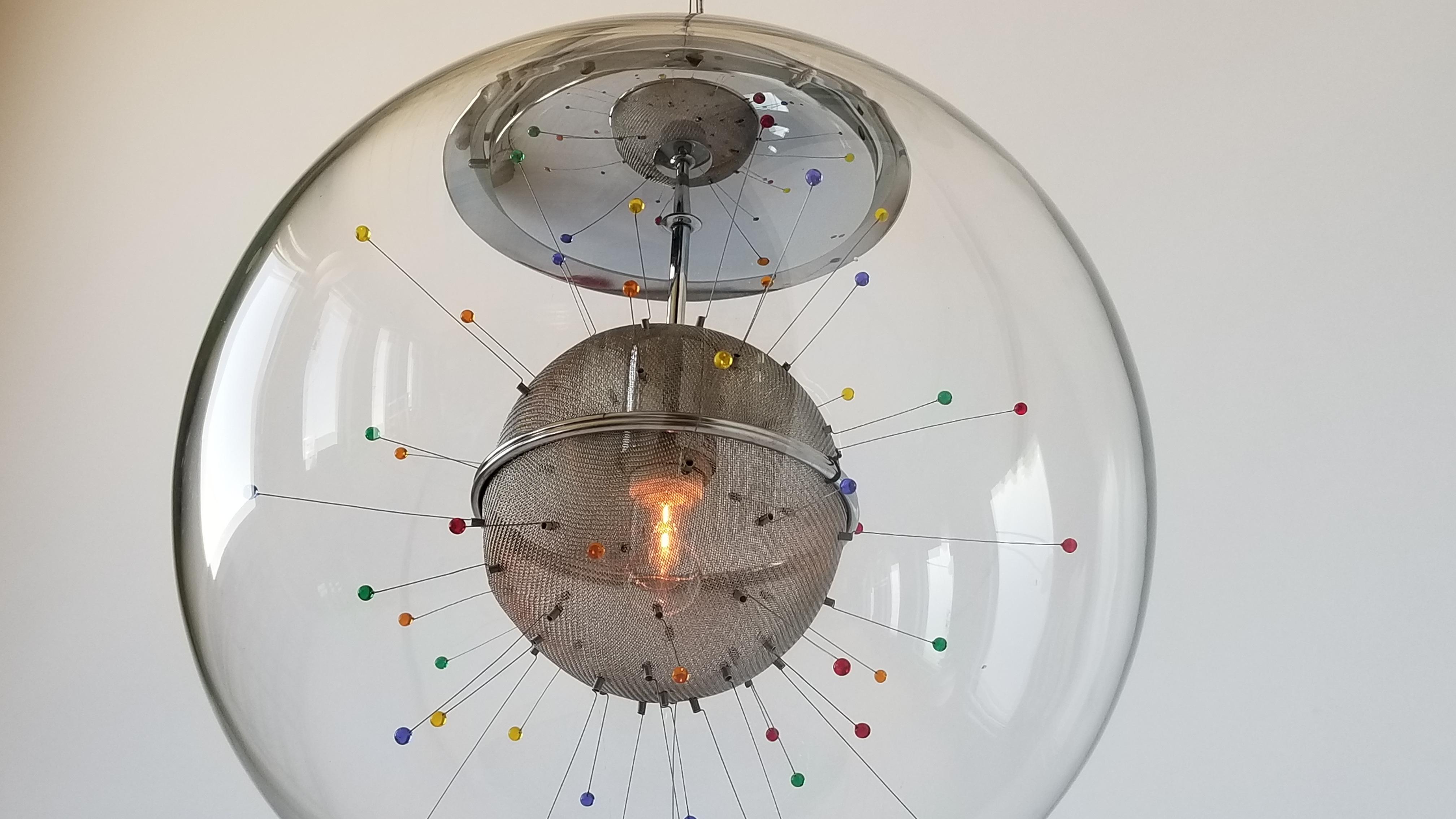 Colorful Pendant Sputnik in a Glass Shade by Fabbian, Italy In Excellent Condition In St- Leonard, Quebec