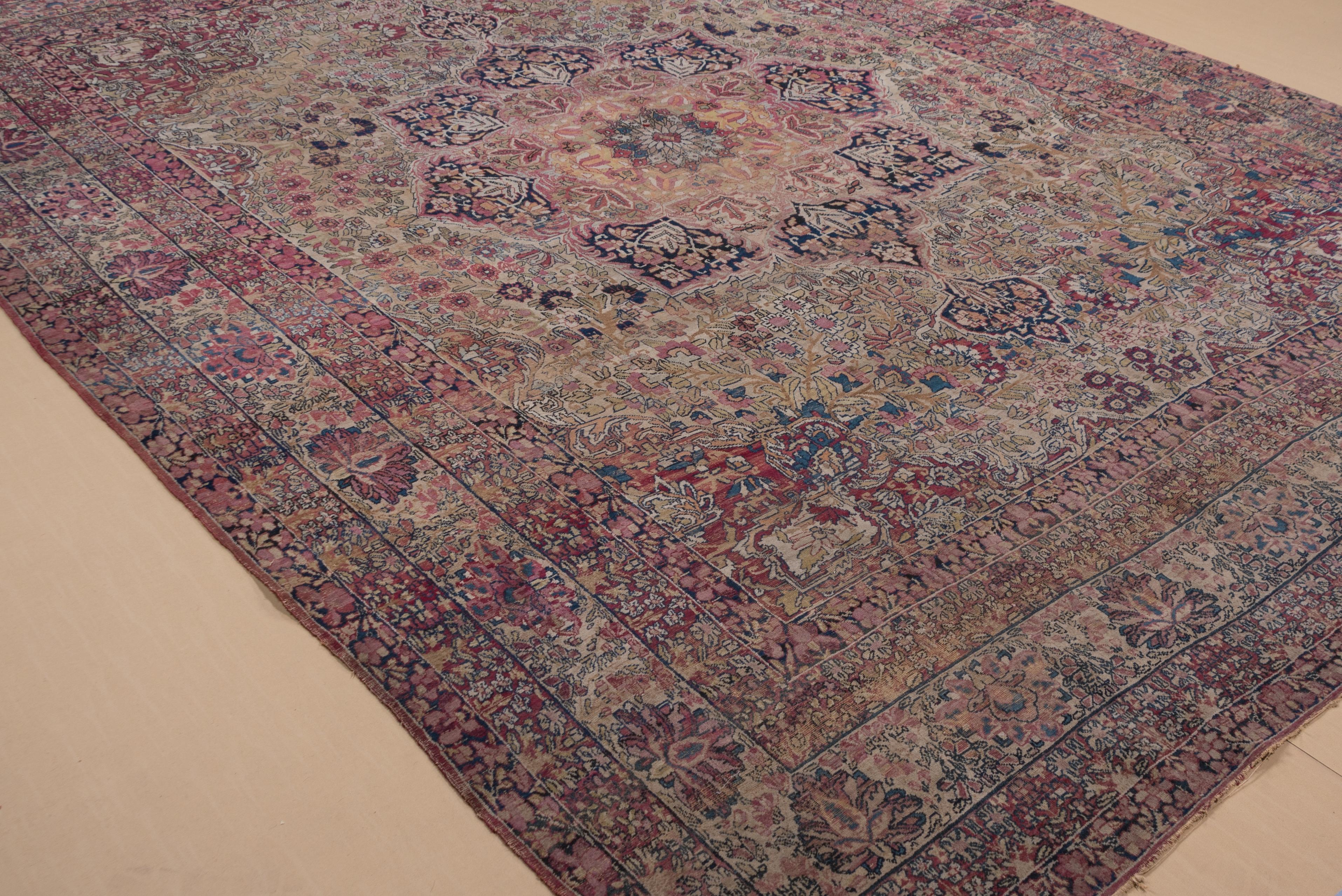 Colorful Persian Lavar Kerman Carpet 3