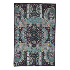 Colorful Peshawar Googosh Collection Pure Wool Hand Knotted Rug