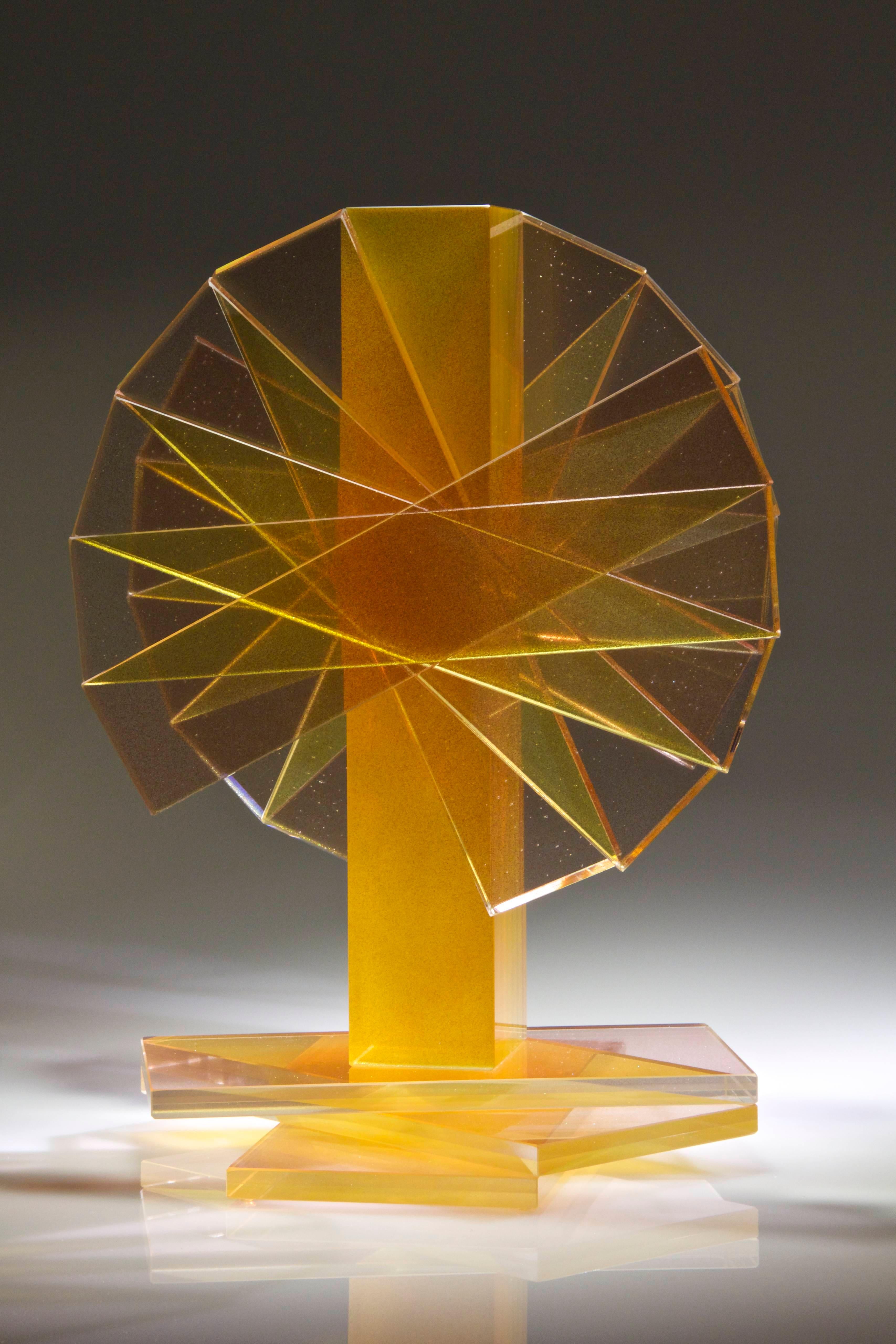 Modern Gold and Yellow Plate Glass Contemporary Tabletop Sculpture For Sale