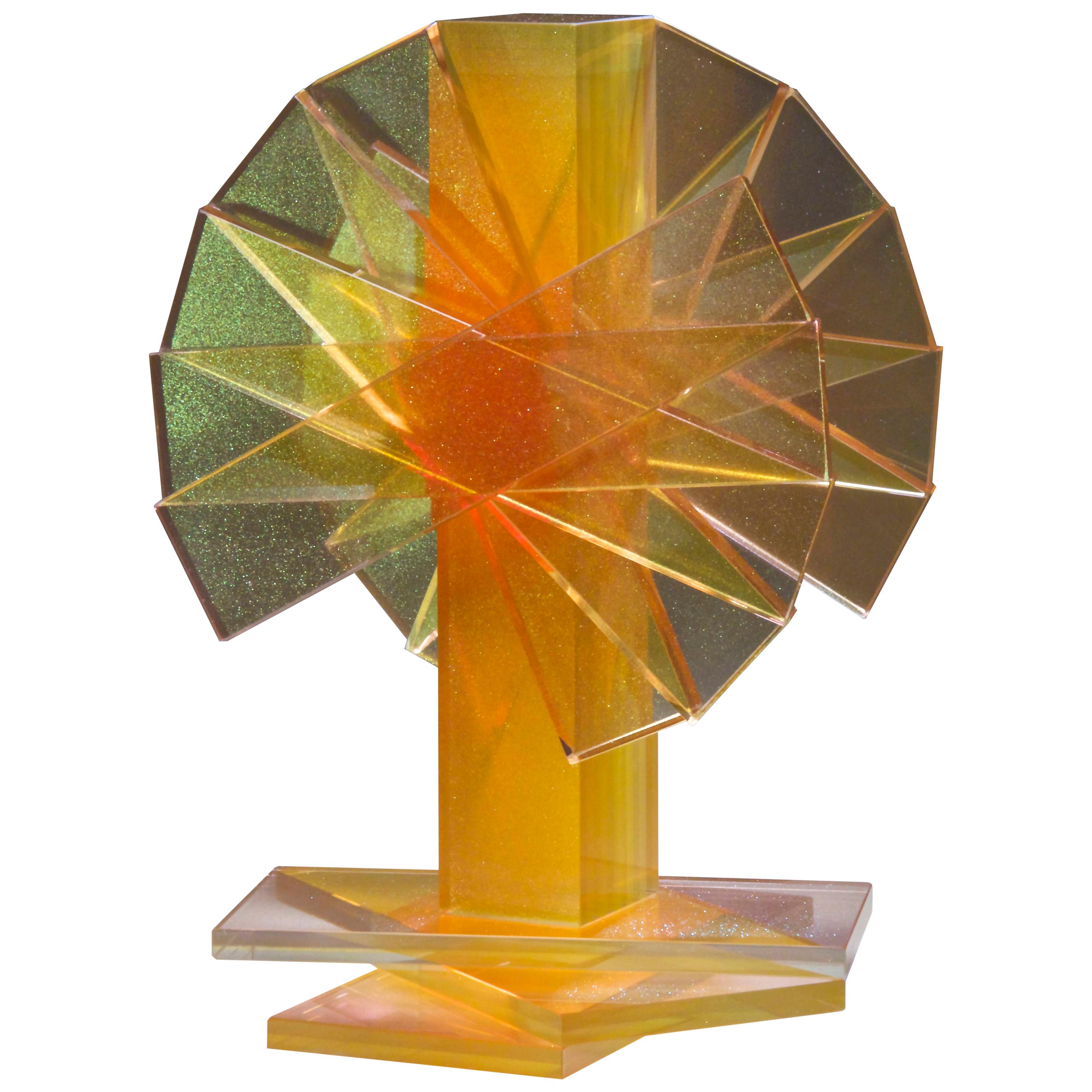 Gold and Yellow Plate Glass Contemporary Tabletop Sculpture For Sale