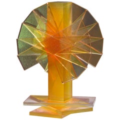 Gold and Yellow Plate Glass Contemporary Tabletop Sculpture