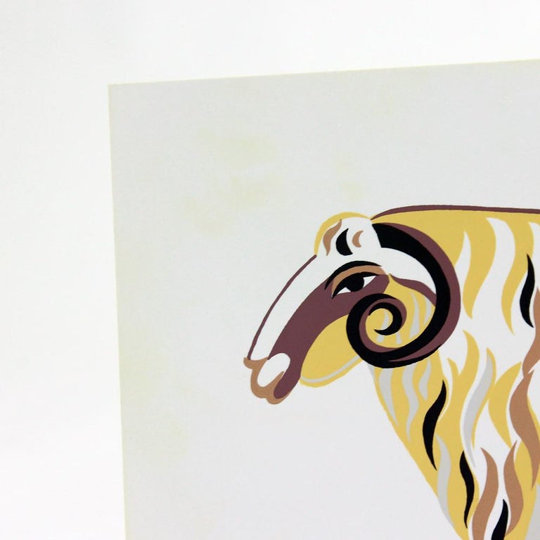 Colorful Plastic Wall Art Ilustration Of Ram, Czechoslovakia, 1960 For