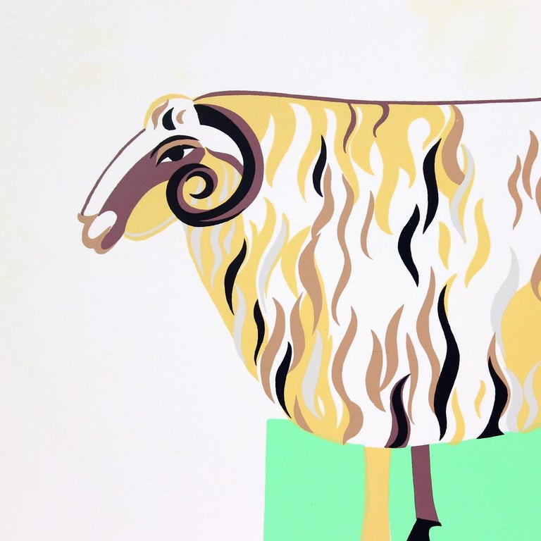 Colorful Plastic Wall Art Ilustration Of Ram, Czechoslovakia, 1960 For