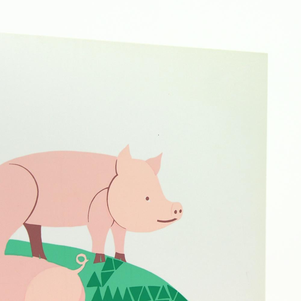 Bunte plastische Wandkunst-Illustration von drei Schweinen, Tschechoslowakei, 1960 (Tschechisch) im Angebot