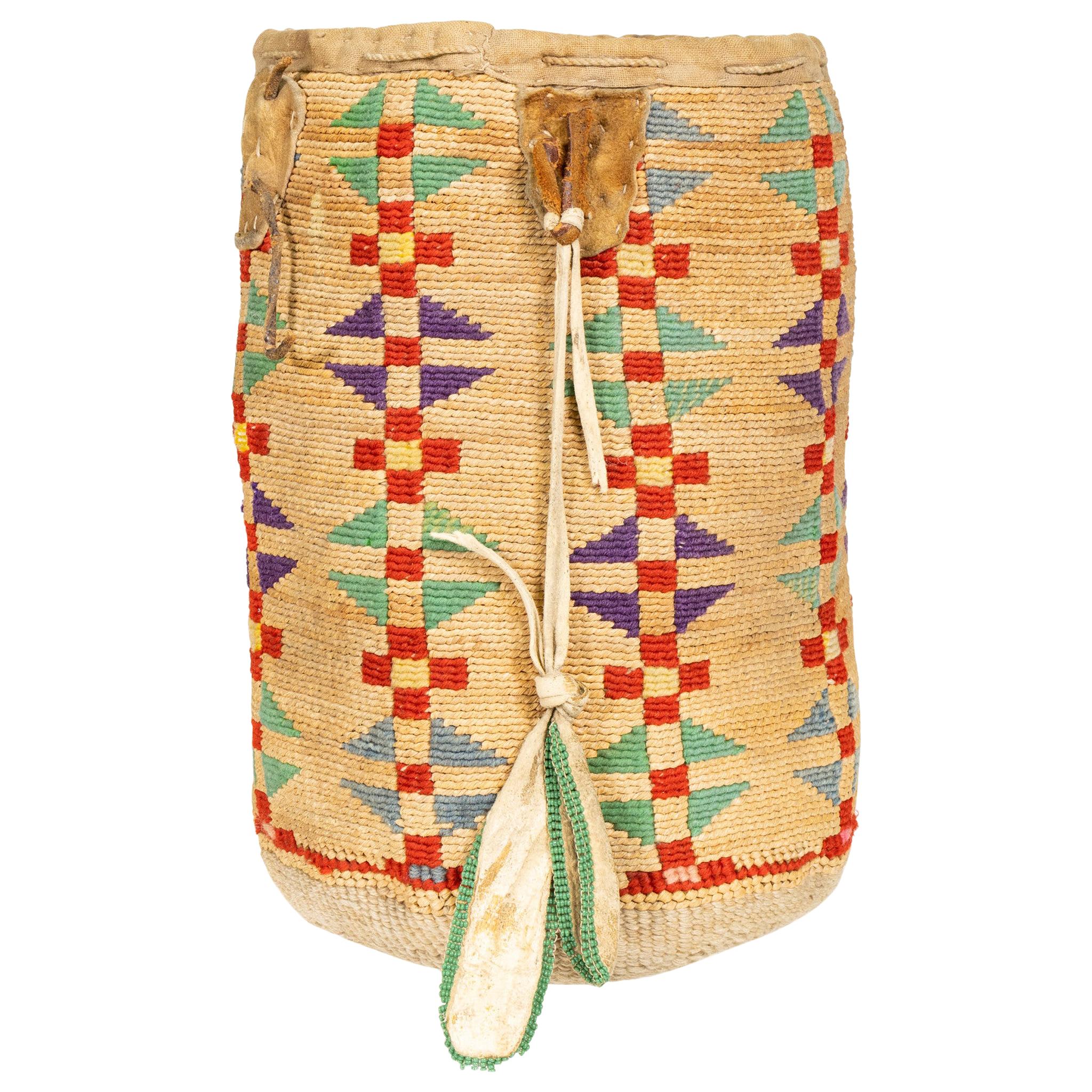 Colorful Plateau Cornhusk Native American Sally Bag