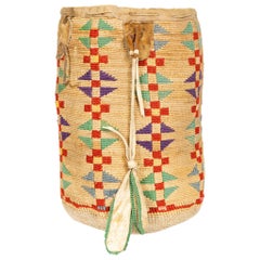 Antique Colorful Plateau Cornhusk Native American Sally Bag