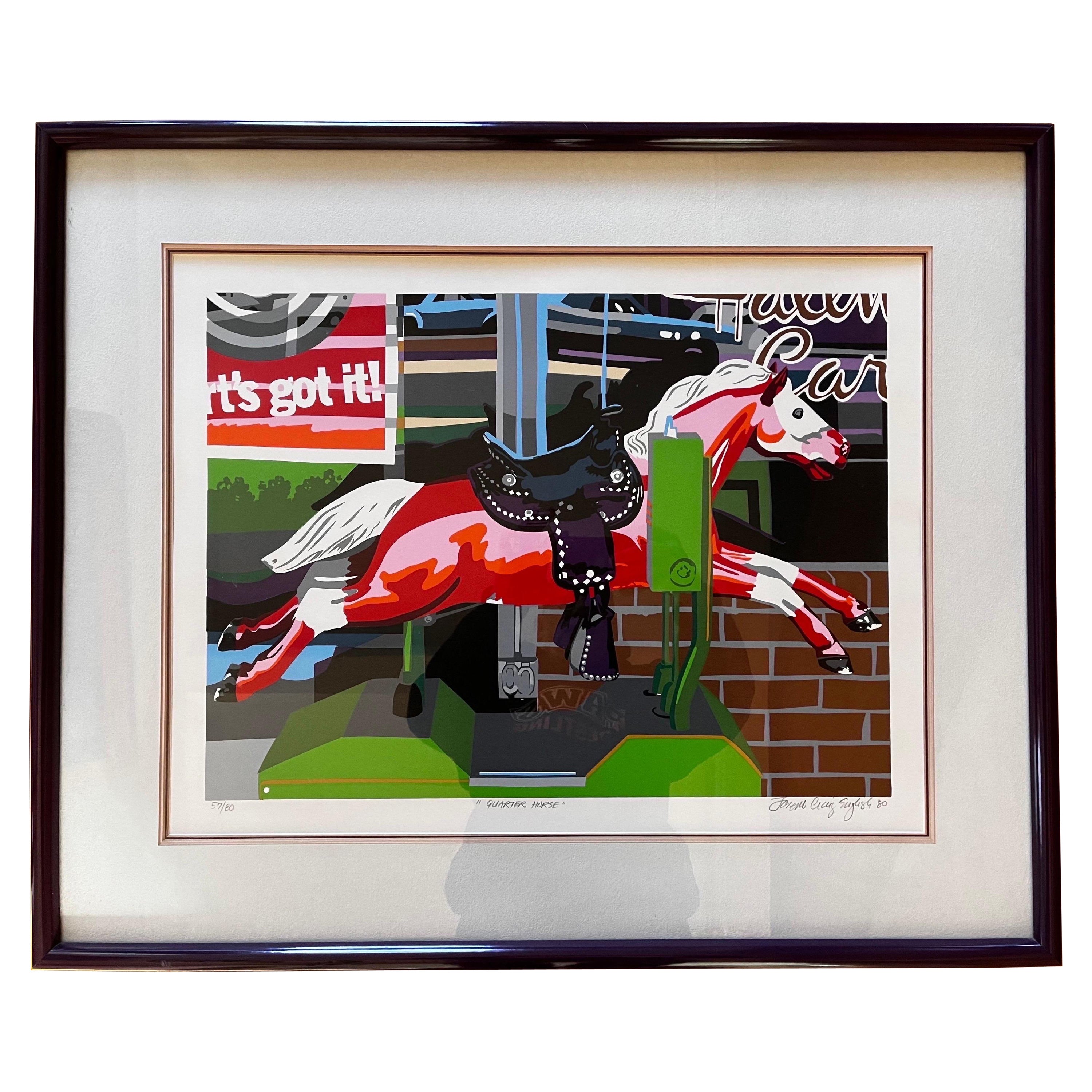 Bunte Pop Art Münzprägung Reiten Druck im Angebot