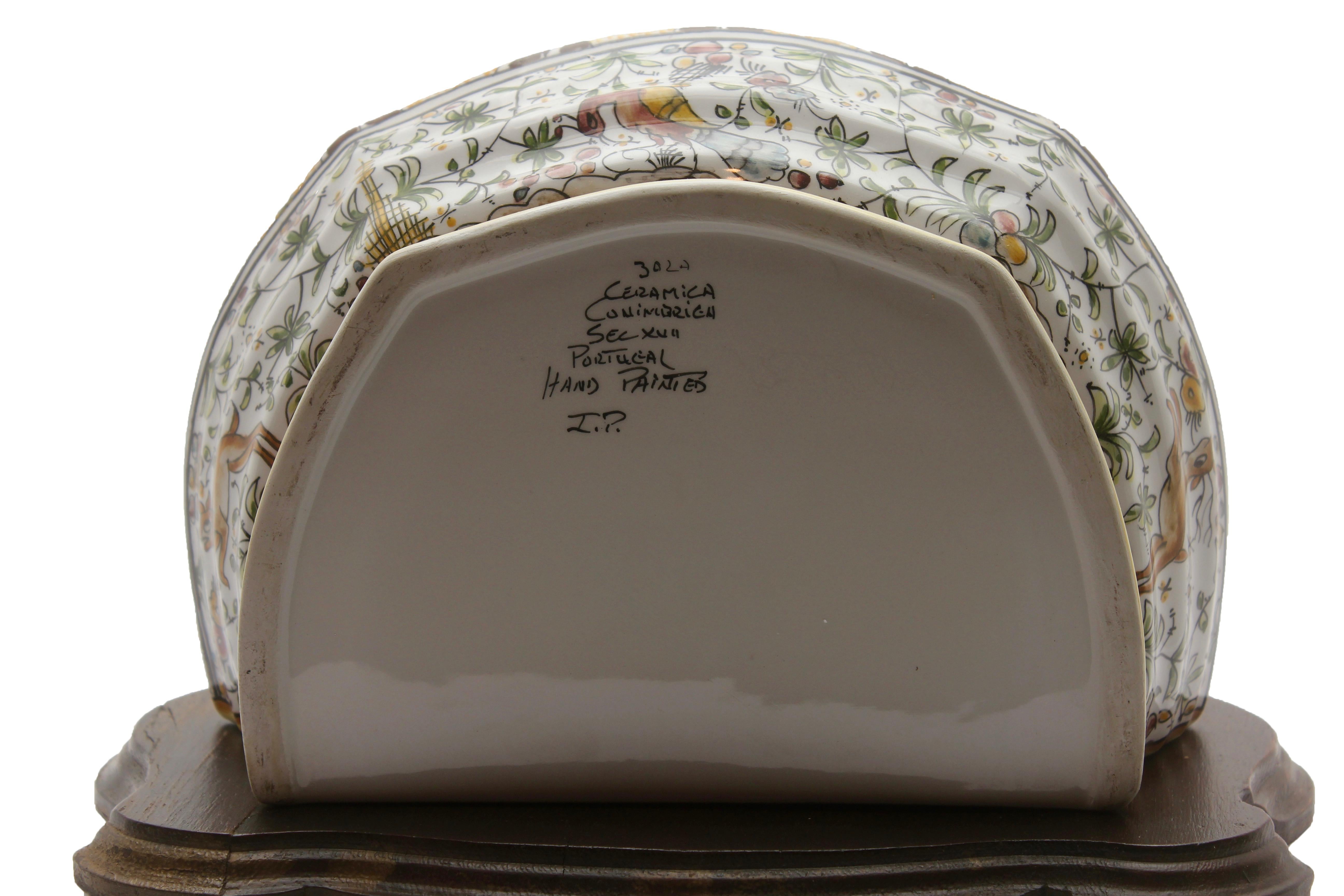 Colorful Portuguese Cistern/Humidifier with 17th Century Flowers & Masque Decor 2