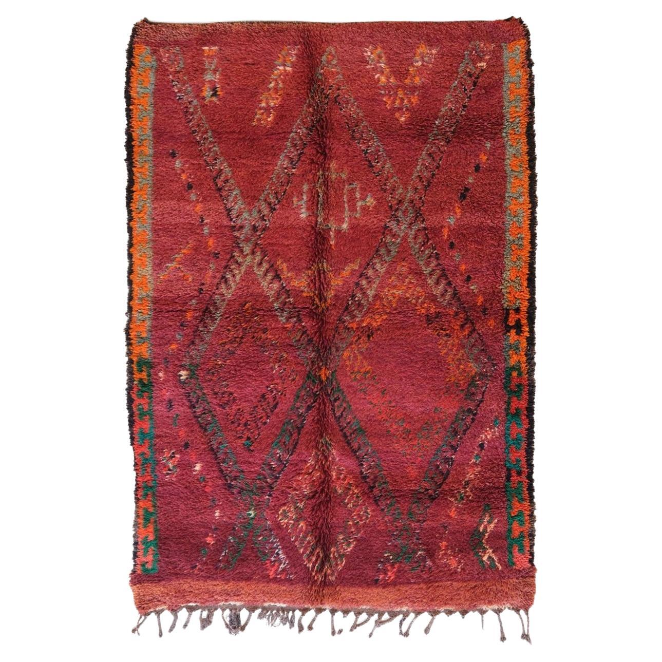 Colorful Purple and Red Vintage Moroccan Collector
s Rug
